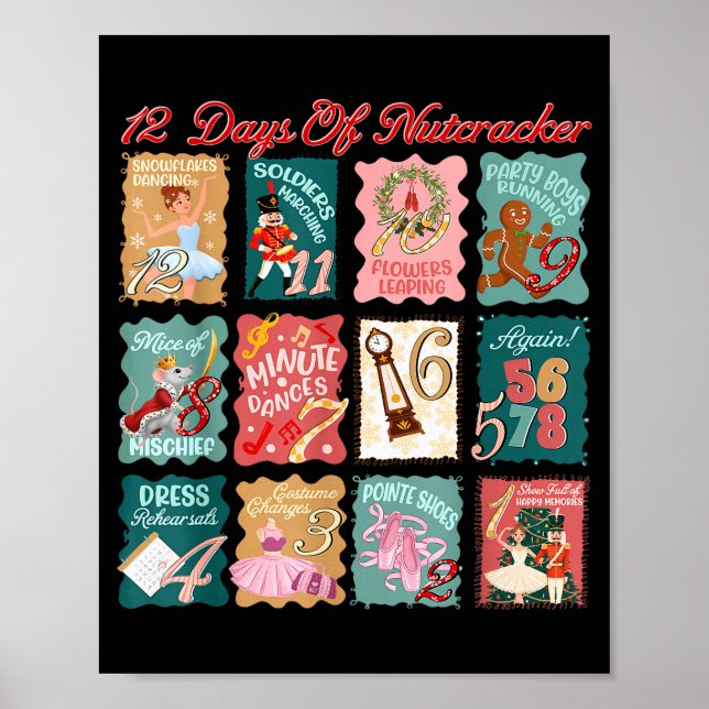 Retro 12 Days Of Nutcracker Ballet Fairy Plum Ging Poster (Front)