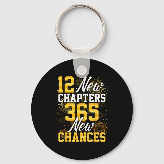 Retro 12 New Chapters 365 New Chances Happy New Ye Keychain (Front)