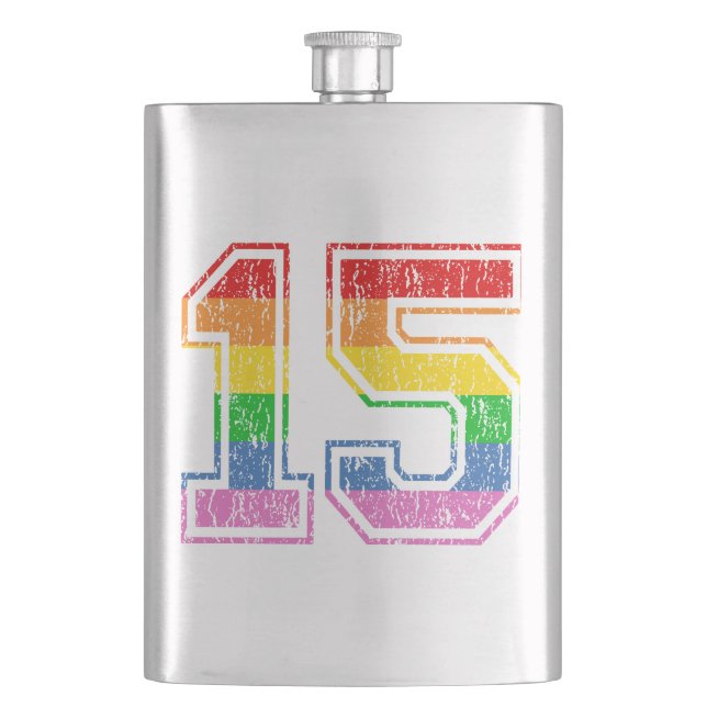 Retro 15 Rainbow Hip Flask (Front)