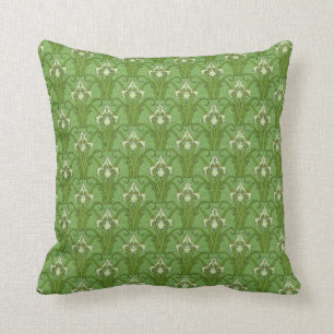 Retro 1880s Victorian Emerald Green Throw Pillow