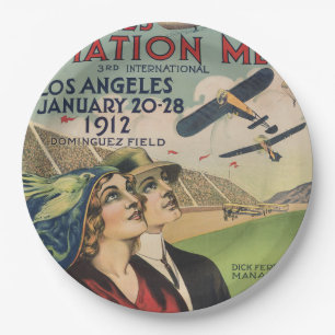 Retro 1912 Los Angeles Air Show Travel Art Paper Plate