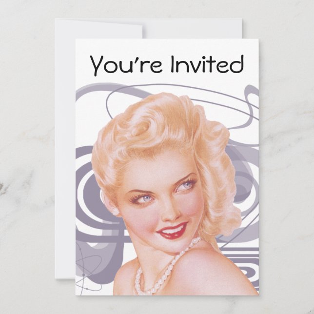 Retro 1940s Pinup Invitation (Front)