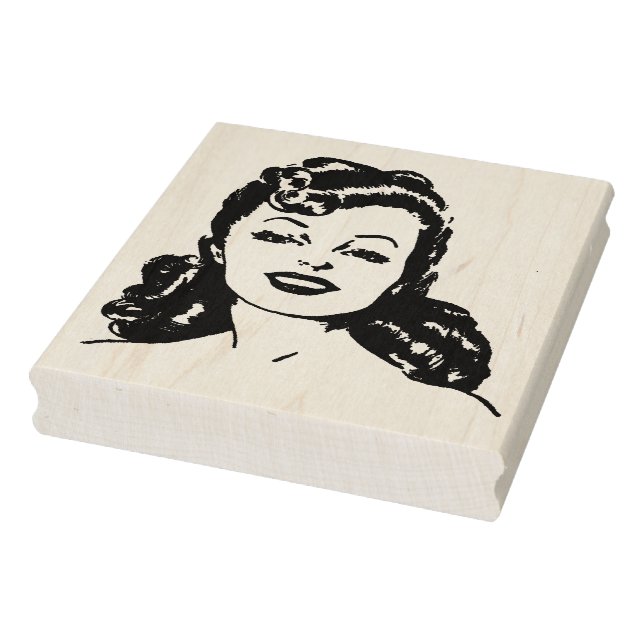 Retro 1940s Woman Rubber Art Stamp (Stamp)