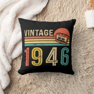 Retro 1946 Birthday Music Lover Cassette Tape Bday Throw Pillow