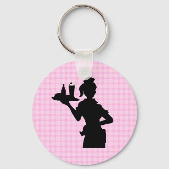 Retro 1950 Car Hop Keychain (Front)
