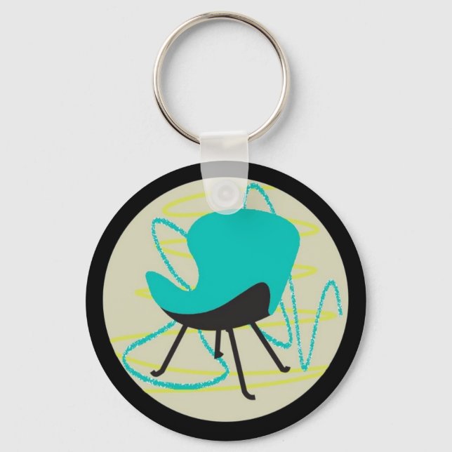 Retro 1950 Chair Blue Keychain (Front)