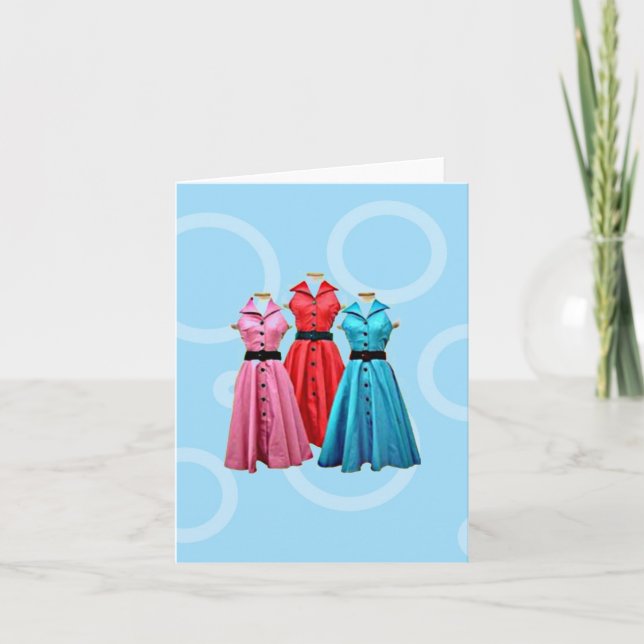 RETRO 1950 DRESSES GREETING CARD (Front)