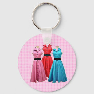 Retro 1950 Dresses Keychain