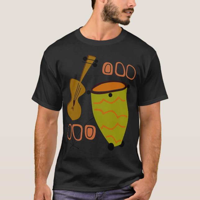 Retro 1950's Abstract Guitar & Bongo Shirt (Front)
