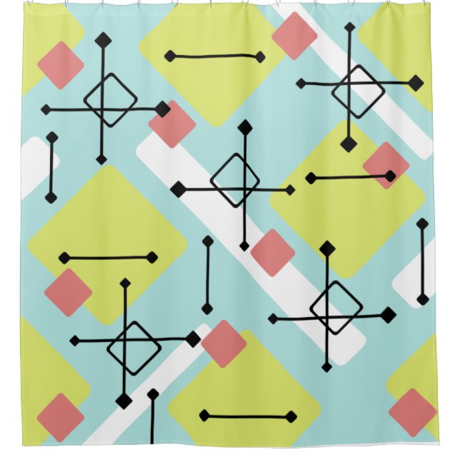 Retro 1950s Art Diamonds Mint Green Yellow (Front)