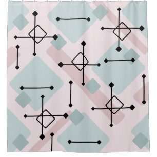 Retro 1950s Art Diamonds Pink Sage Green