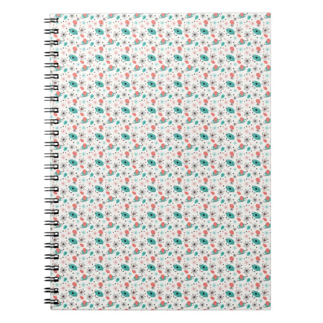 Retro 1950s Atomic Starburst & Orbiting Atoms Notebook (Front)