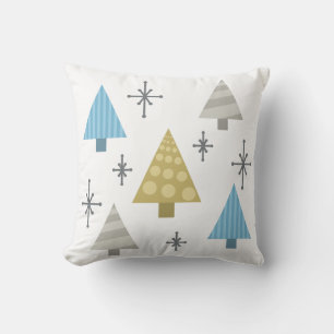 Retro 1950s Christmas Trees Throw Pillow