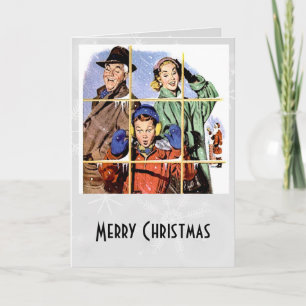 Retro 1950s Christmas Window Holiday Card