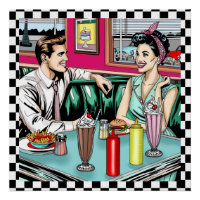 Retro 1950's Couple at Diner 