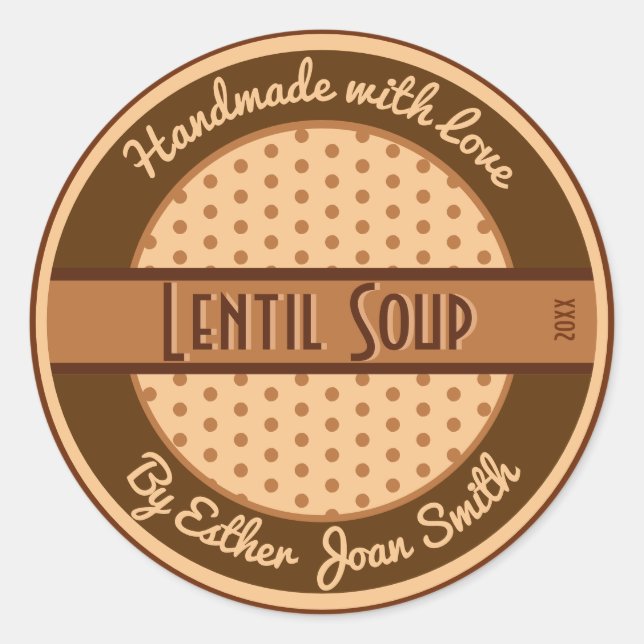 Retro 1950s Custom Text Food Label with Polka Dots (Front)