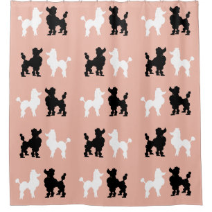 Retro 1950's Cute White and Black Poodles Salmon