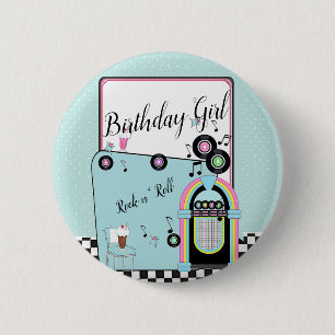 Retro 1950's Diner Birthday Any Age 2 Inch Round Button