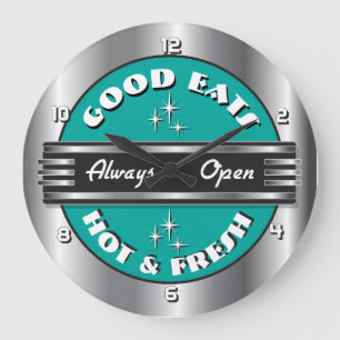Retro 1950s Diner Wall Clock - Aqua
