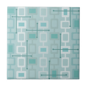 Retro 1950s Geometric Pattern Mint Tile