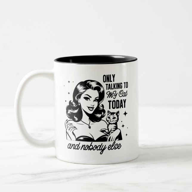 Retro 1950s Glam Girl Funny Sarcastic Quote Two-Tone Coffee Mug (Left)