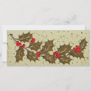 Retro 1950's Holly Christmas Card