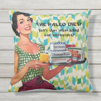Retro 1950s Housewife Humourous Quote Illustration Outdoor Pillow