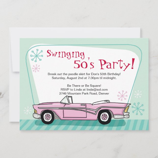 Retro 1950's Invitation (Front)