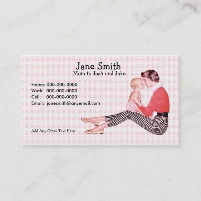 Retro 1950s Mom and Baby Contact Card (Front)