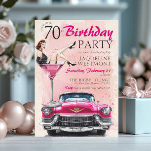 Retro 1950's Pink Hollywood Glam 70th Birthday Invitation