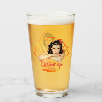 Retro 1950s Pinup Customizable Glass Cup
