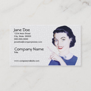 Retro 1950s Pointing Woman V2 Business Card
