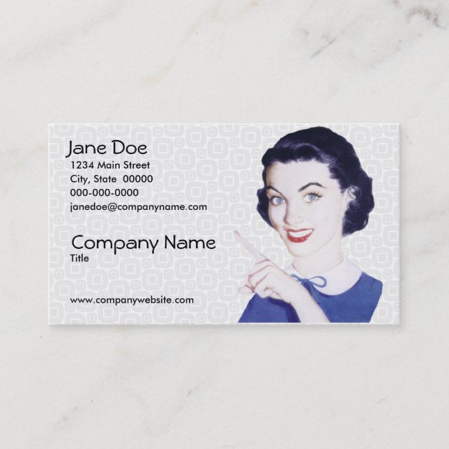 Retro 1950s Pointing Woman V2 Business Card (Front)