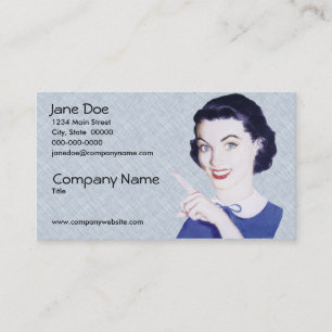 Retro 1950s Pointing Woman V3 Business Card