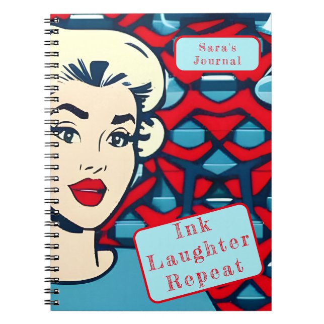 Retro 1950s Pop Art Personalized Funny Colourful Notebook (Front)
