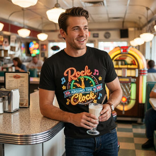 Retro 1950s Rock Around The Clock Music Tri-Blend Shirt