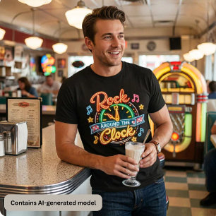 Retro 1950s Rock Around The Clock Music Tri-Blend Shirt