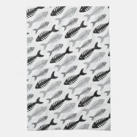 Retro 1950s Seafood Restaurant Fishbone Pattern