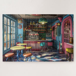 Retro 1950s Style Cafe Jigsaw Puzzle