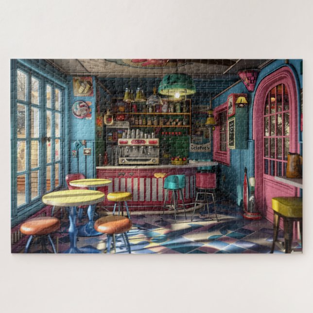 Retro 1950s Style Cafe Jigsaw Puzzle (Horizontal)