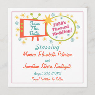 Retro 1950's Themed Save The Date Cards