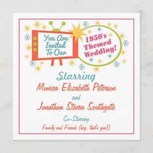 Retro 1950's Themed Wedding Invitation