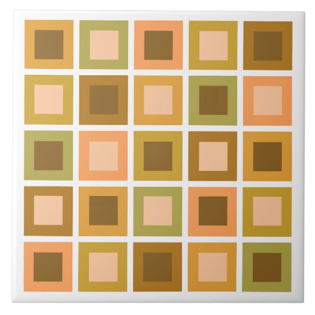 Retro 1950s Tiles Pattern Burnt Orange (Front)