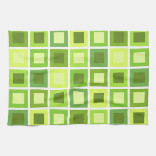 Retro 1950s Tiles Pattern Chartreuse Green Kitchen Towel