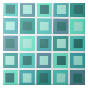 Retro 1950s Tiles Pattern Turquoise