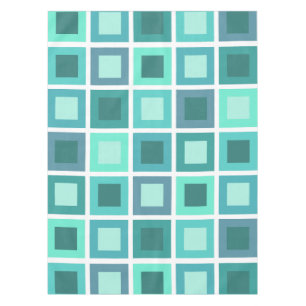 Retro 1950s Tiles Pattern Turquoise Tablecloth