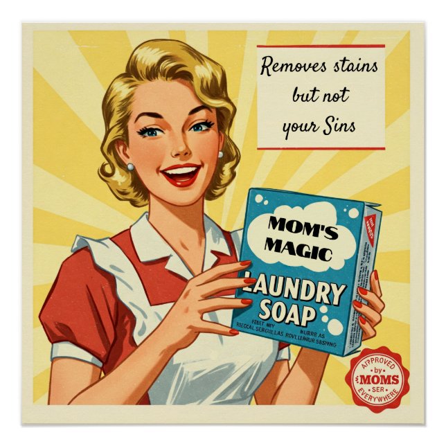 Retro 1950s Vintage Laundry Soap Advertisement Poster (Front)