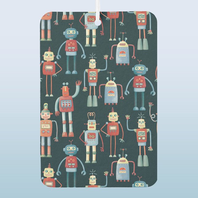 Retro 1950s Vintage Robot Air Freshener (Fun retro vintage 1950s style robot patterned car vehicle air freshener)