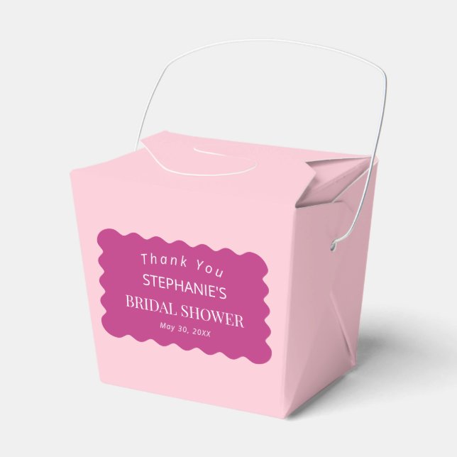 Retro 1950s Wavy Edge Magenta and Pink Bridal   Favor Box (Front Side)