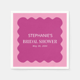 Retro 1950s Wavy Edge Magenta and Pink Bridal  Napkin